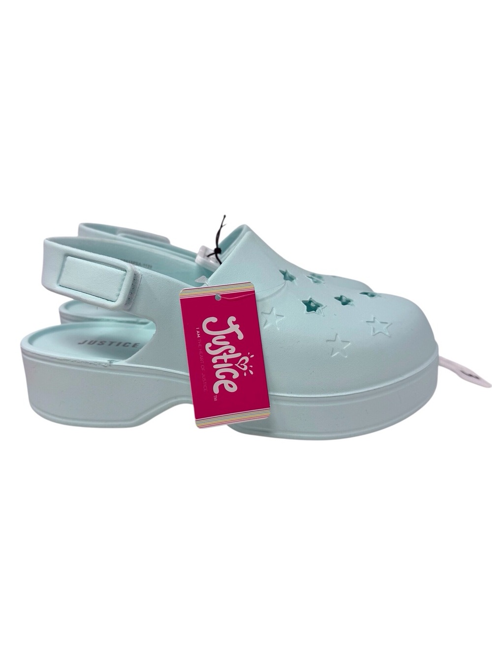 Justice Mint Green Star Clog Sandals girls size US 3 /EU 35 NWT